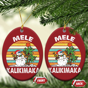 Vintage Cute Mele Kalikimaka Xmas Christmas Ornament Funny Snowman Palm Tree Beach Tropical Gift Family Holiday TS10 Oval Red Print Your Wear