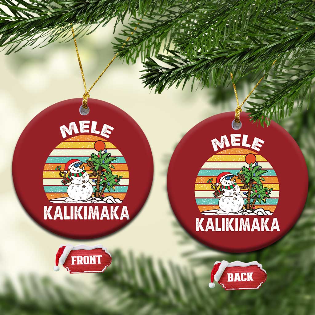 Vintage Cute Mele Kalikimaka Xmas Christmas Ornament Funny Snowman Palm Tree Beach Tropical Gift Family Holiday TS10 Circle Red Print Your Wear