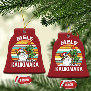 Vintage Cute Mele Kalikimaka Xmas Christmas Ornament Funny Snowman Palm Tree Beach Tropical Gift Family Holiday TS10 Bell Flake Red Print Your Wear