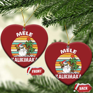 Vintage Cute Mele Kalikimaka Xmas Christmas Ornament Funny Snowman Palm Tree Beach Tropical Gift Family Holiday TS10 Heart Red Print Your Wear