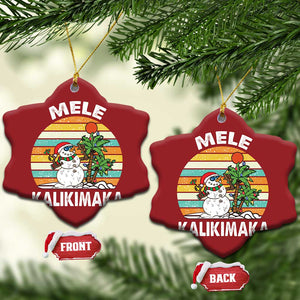 Vintage Cute Mele Kalikimaka Xmas Christmas Ornament Funny Snowman Palm Tree Beach Tropical Gift Family Holiday TS10 Snow Flake Red Print Your Wear