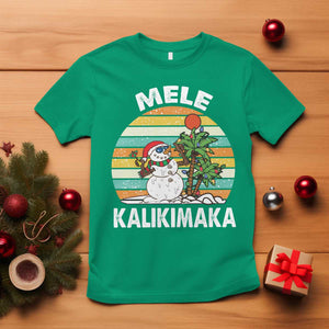 Vintage Cute Mele Kalikimaka Christmas T Shirt Funny Snowman Palm Tree Beach Tropical Xmas TS10 Irish Green Print Your Wear