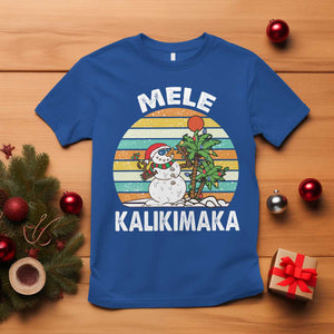 Vintage Cute Mele Kalikimaka Christmas T Shirt Funny Snowman Palm Tree Beach Tropical Xmas TS10 Royal Blue Print Your Wear