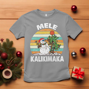 Vintage Cute Mele Kalikimaka Christmas T Shirt Funny Snowman Palm Tree Beach Tropical Xmas TS10 Sport Gray Print Your Wear