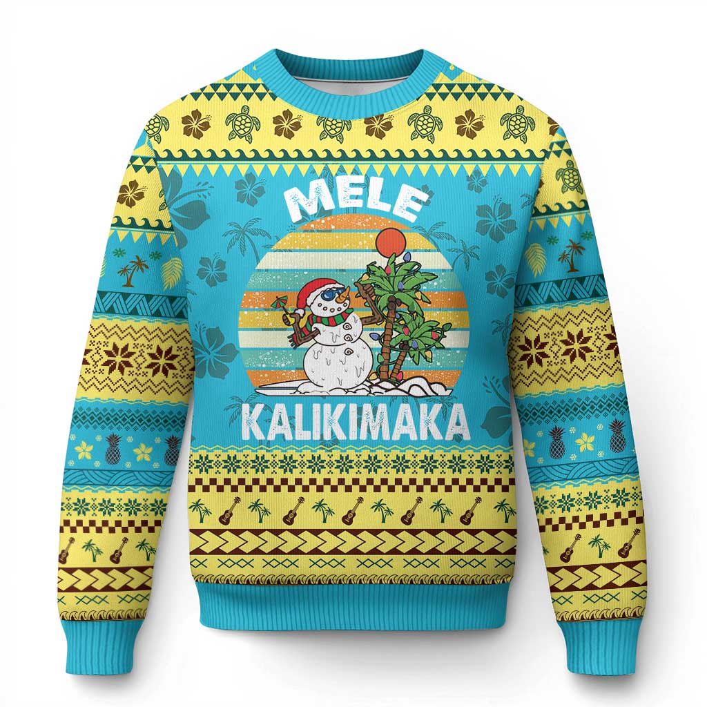 Vintage Cute Mele Kalikimaka Ugly Christmas Sweater Funny Snowman Palm Tree Beach Tropical Xmas Gift Family Holiday TS10 Hawaii Print Your Wear