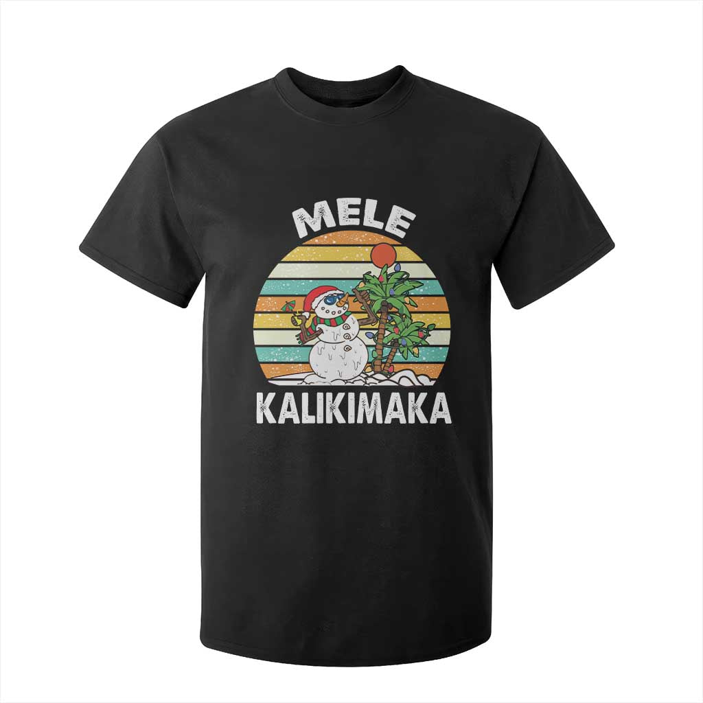 Vintage Cute Mele Kalikimaka Christmas T Shirt For Kid Funny Snowman Palm Tree Beach Tropical Xmas TS10 Black Print Your Wear