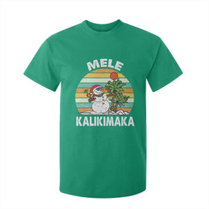 Vintage Cute Mele Kalikimaka Christmas T Shirt For Kid Funny Snowman Palm Tree Beach Tropical Xmas TS10 Irish Green Print Your Wear