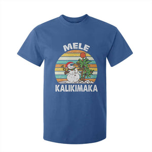 Vintage Cute Mele Kalikimaka Christmas T Shirt For Kid Funny Snowman Palm Tree Beach Tropical Xmas TS10 Royal Blue Print Your Wear