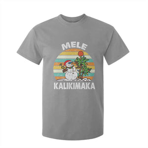 Vintage Cute Mele Kalikimaka Christmas T Shirt For Kid Funny Snowman Palm Tree Beach Tropical Xmas TS10 Sport Gray Print Your Wear