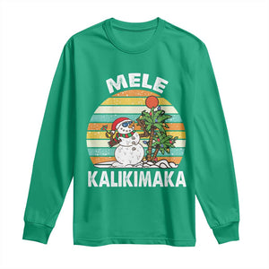 Vintage Cute Mele Kalikimaka Christmas Long Sleeve Shirt Funny Snowman Palm Tree Beach Tropical Xmas TS10 Irish Green Print Your Wear