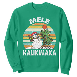 Vintage Cute Mele Kalikimaka Christmas Sweatshirt Funny Snowman Palm Tree Beach Tropical Xmas TS10 Irish Green Print Your Wear