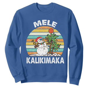 Vintage Cute Mele Kalikimaka Christmas Sweatshirt Funny Snowman Palm Tree Beach Tropical Xmas TS10 Royal Blue Print Your Wear