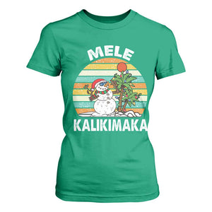 Vintage Cute Mele Kalikimaka Christmas T Shirt For Women Funny Snowman Palm Tree Beach Tropical Xmas TS10 Irish Green Print Your Wear