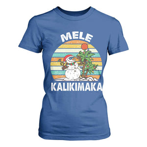 Vintage Cute Mele Kalikimaka Christmas T Shirt For Women Funny Snowman Palm Tree Beach Tropical Xmas TS10 Royal Blue Print Your Wear