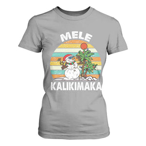 Vintage Cute Mele Kalikimaka Christmas T Shirt For Women Funny Snowman Palm Tree Beach Tropical Xmas TS10 Sport Gray Print Your Wear