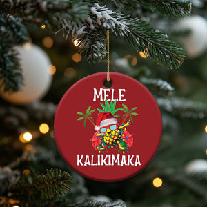 Hawaii Xmas Christmas Ornament Mele Kalikimaka Hawaiian Pineapple Xmas Lights Santa Hat TS10 Print Your Wear