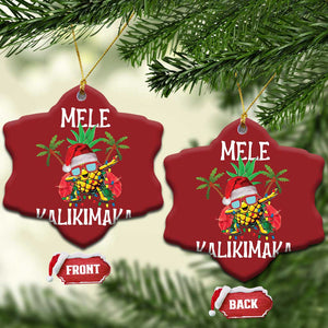 Hawaii Xmas Christmas Ornament Mele Kalikimaka Hawaiian Pineapple Xmas Lights Santa Hat TS10 Snow Flake Red Print Your Wear