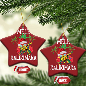 Hawaii Xmas Christmas Ornament Mele Kalikimaka Hawaiian Pineapple Xmas Lights Santa Hat TS10 Star Red Print Your Wear