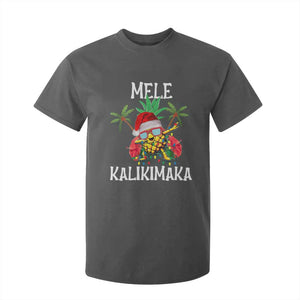 Hawaii Christmas T Shirt For Kid Mele Kalikimaka Hawaiian Pineapple Xmas Lights Santa Hat TS10 Dark Heather Print Your Wear