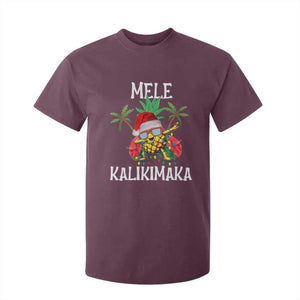 Hawaii Christmas T Shirt For Kid Mele Kalikimaka Hawaiian Pineapple Xmas Lights Santa Hat TS10 Maroon Print Your Wear