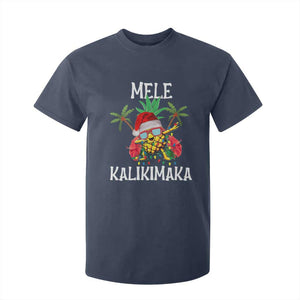 Hawaii Christmas T Shirt For Kid Mele Kalikimaka Hawaiian Pineapple Xmas Lights Santa Hat TS10 Navy Print Your Wear