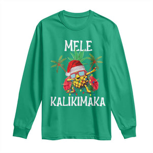 Hawaii Christmas Long Sleeve Shirt Mele Kalikimaka Hawaiian Pineapple Xmas Lights Santa Hat TS10 Irish Green Print Your Wear