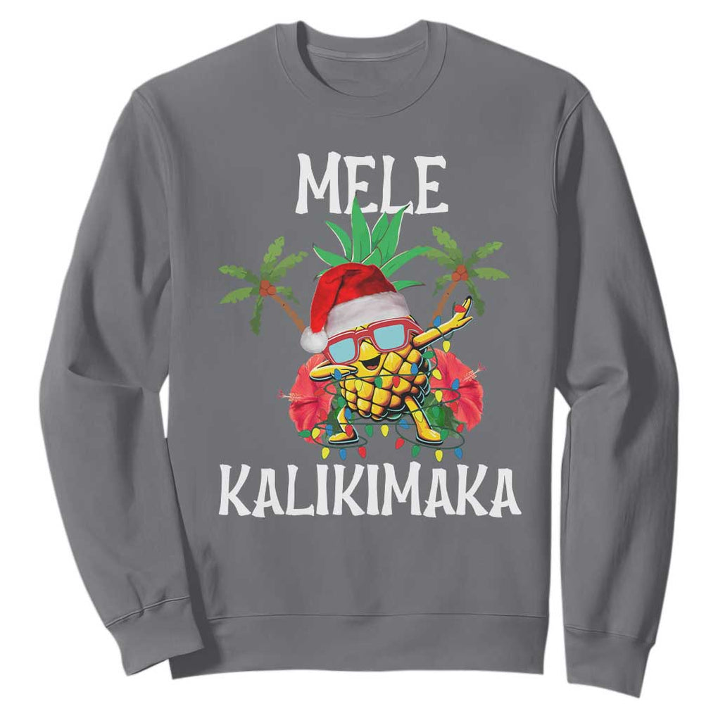 Hawaii Christmas Sweatshirt Mele Kalikimaka Hawaiian Pineapple Xmas Lights Santa Hat TS10 Charcoal Print Your Wear