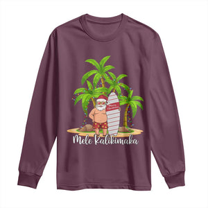 Mele Kalikimaka Hawaiian Christmas Long Sleeve Shirt Hawaii Santa Xmas Beach Family Vacation TS10 Maroon Print Your Wear