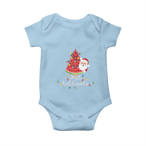 Mele Kalikimaka Hawaiian Christmas Santa Baby Onesie Watermelon Summer Tree Tropical Xmas TS10 Light Blue Print Your Wear