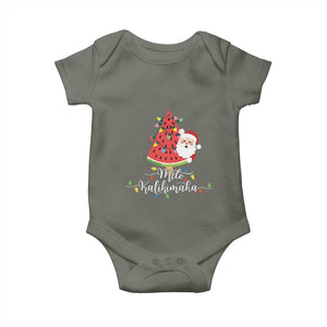 Mele Kalikimaka Hawaiian Christmas Santa Baby Onesie Watermelon Summer Tree Tropical Xmas TS10 Military Green Print Your Wear