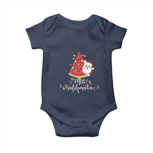 Mele Kalikimaka Hawaiian Christmas Santa Baby Onesie Watermelon Summer Tree Tropical Xmas TS10 Navy Print Your Wear