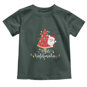 Mele Kalikimaka Hawaiian Christmas Santa Baby Shirt Watermelon Summer Tree Tropical Xmas TS10 Dark Forest Green Print Your Wear