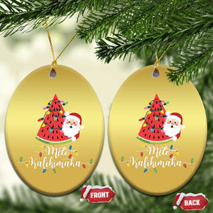 Mele Kalikimaka Hawaiian Xmas In July Hawaii Santa Christmas Ornament Watermelon Summer Tree Tropical Gift Family Holiday TS10 Oval Gold Print Your Wear