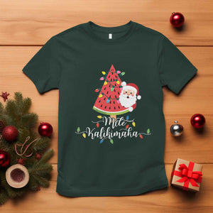 Mele Kalikimaka Hawaiian Christmas Santa T Shirt Watermelon Summer Tree Tropical Xmas TS10 Dark Forest Green Print Your Wear