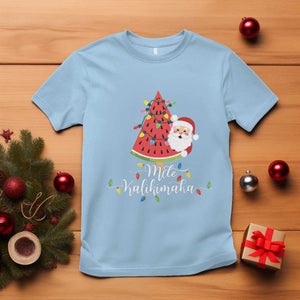 Mele Kalikimaka Hawaiian Christmas Santa T Shirt Watermelon Summer Tree Tropical Xmas TS10 Light Blue Print Your Wear