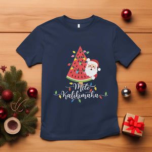 Mele Kalikimaka Hawaiian Christmas Santa T Shirt Watermelon Summer Tree Tropical Xmas TS10 Navy Print Your Wear