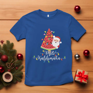 Mele Kalikimaka Hawaiian Christmas Santa T Shirt Watermelon Summer Tree Tropical Xmas TS10 Royal Blue Print Your Wear