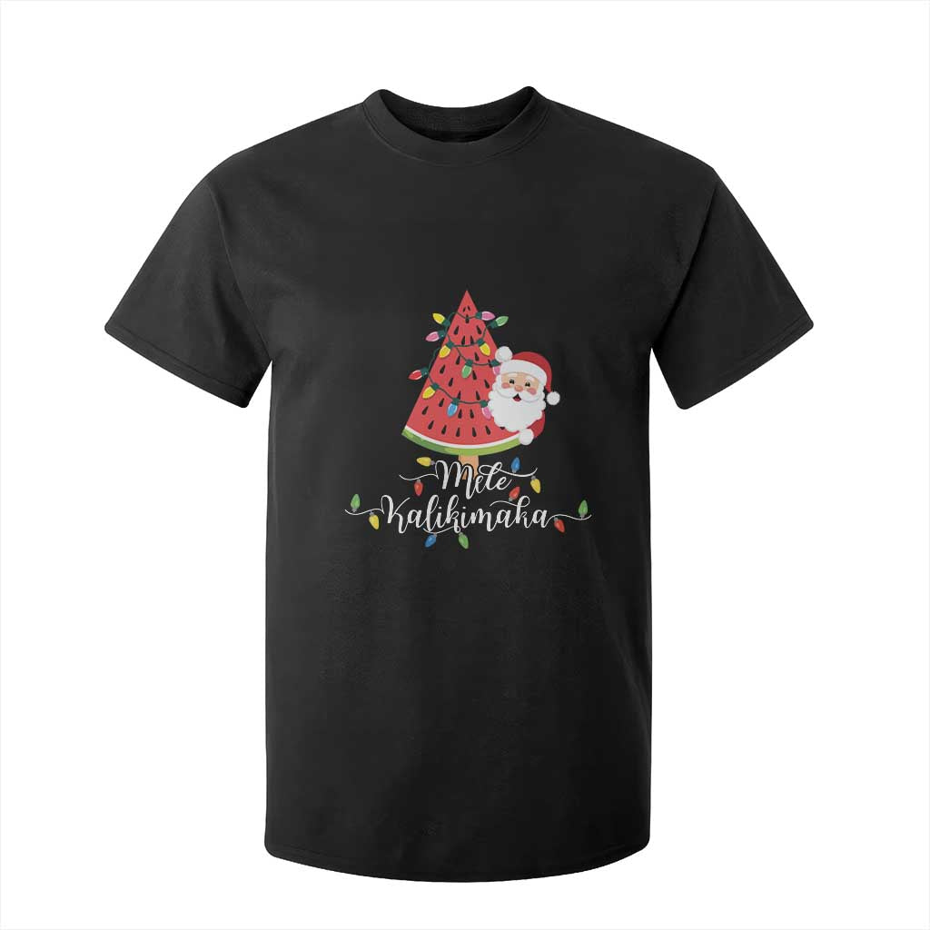 Mele Kalikimaka Hawaiian Christmas Santa T Shirt For Kid Watermelon Summer Tree Tropical Xmas TS10 Black Print Your Wear