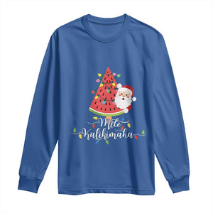 Mele Kalikimaka Hawaiian Christmas Santa Long Sleeve Shirt Watermelon Summer Tree Tropical Xmas TS10 Royal Blue Print Your Wear