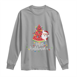 Mele Kalikimaka Hawaiian Christmas Santa Long Sleeve Shirt Watermelon Summer Tree Tropical Xmas TS10 Sport Gray Print Your Wear