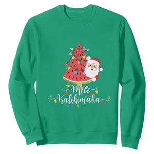 Mele Kalikimaka Hawaiian Christmas Santa Sweatshirt Watermelon Summer Tree Tropical Xmas TS10 Irish Green Print Your Wear