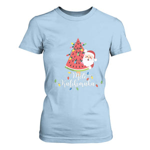 Mele Kalikimaka Hawaiian Christmas Santa T Shirt For Women Watermelon Summer Tree Tropical Xmas TS10 Light Blue Print Your Wear