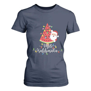 Mele Kalikimaka Hawaiian Christmas Santa T Shirt For Women Watermelon Summer Tree Tropical Xmas TS10 Navy Print Your Wear