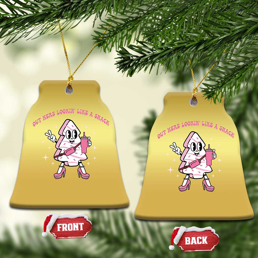 Pink Christmas Tree Cake Christmas Ornament Out Here Lookin Like A Snack Boujee Xmas TS10 Bell Flake Gold Print Your Wear