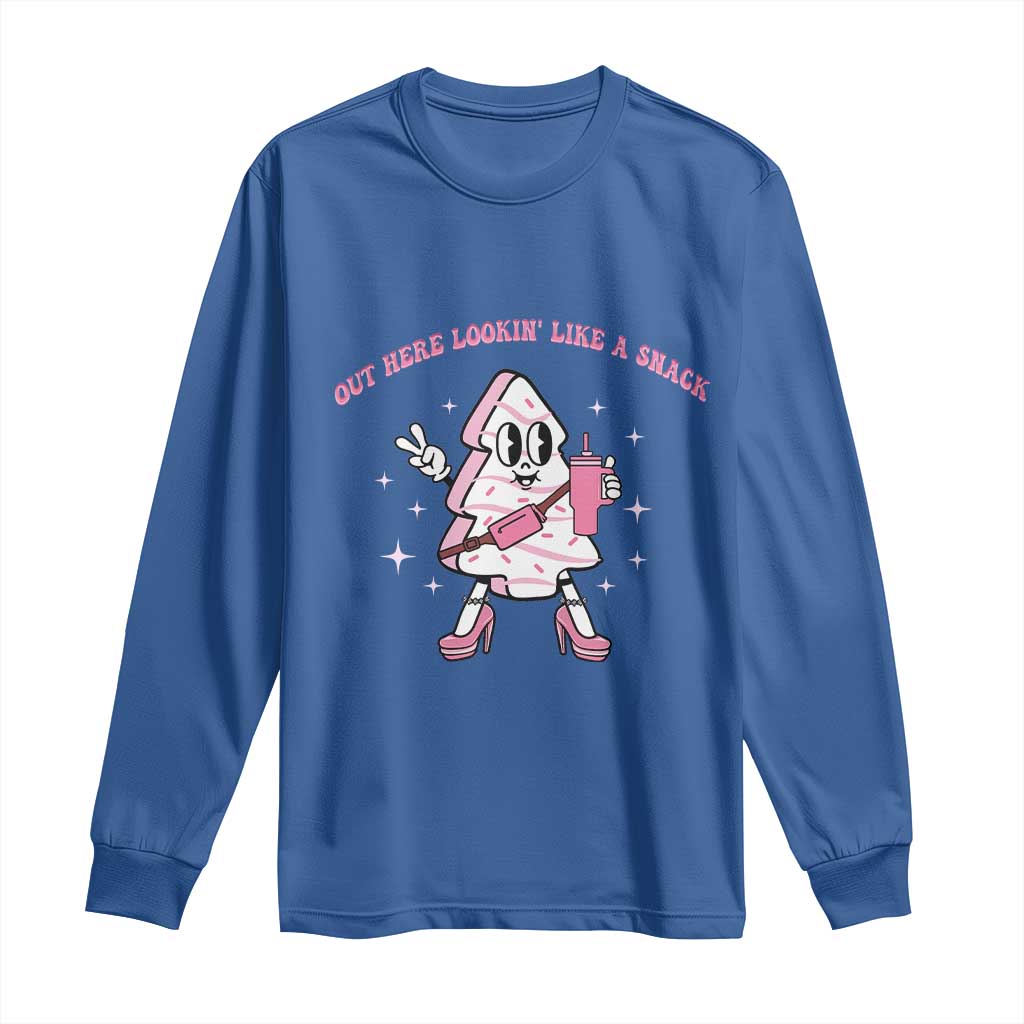 Pink Christmas Tree Cake Long Sleeve Shirt Out Here Lookin Like A Snack Boujee Xmas TS10 Royal Blue Print Your Wear