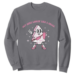 Pink Christmas Tree Cake Sweatshirt Out Here Lookin Like A Snack Boujee Xmas TS10 Charcoal Print Your Wear