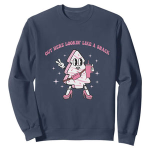 Pink Christmas Tree Cake Sweatshirt Out Here Lookin Like A Snack Boujee Xmas TS10 Navy Print Your Wear