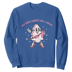 Pink Christmas Tree Cake Sweatshirt Out Here Lookin Like A Snack Boujee Xmas TS10 Royal Blue Print Your Wear