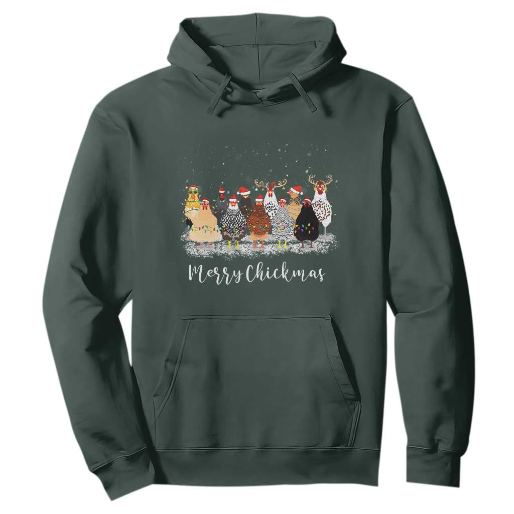 ute Christmas Chickens Hoodie Xmas Farm Animals TS10 Dark Forest Green Print Your Wear