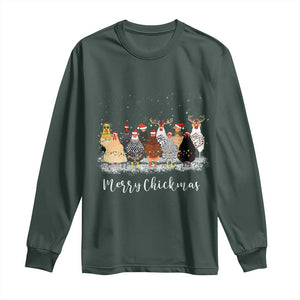 ute Christmas Chickens Long Sleeve Shirt Xmas Farm Animals TS10 Dark Forest Green Print Your Wear